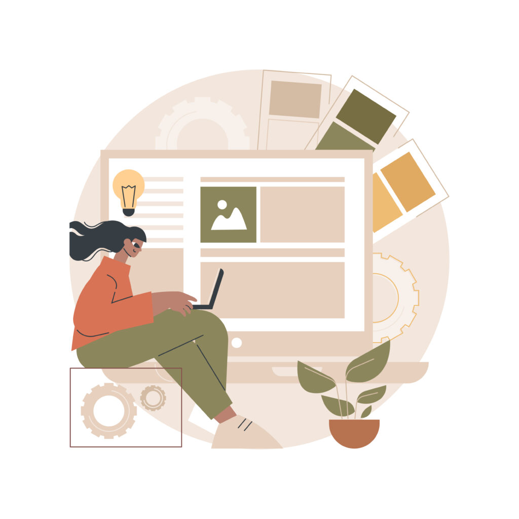Interface design abstract concept vector illustration. User interface engineering, visual element, create website and application, responsive design, usability test, hierarchy abstract metaphor.