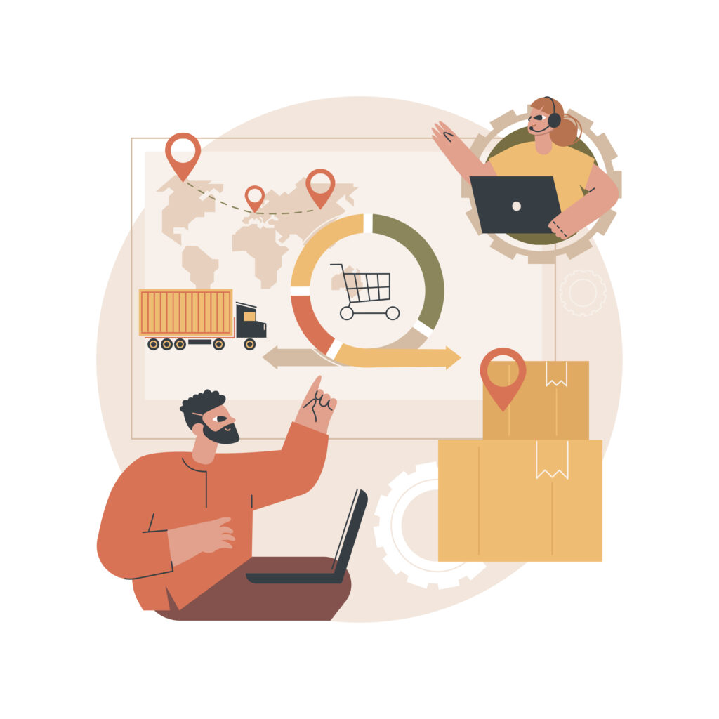 Handling and order processing abstract concept vector illustration. Order documentation, processing system, handling customer request, logistics, automated logistics operations abstract metaphor.